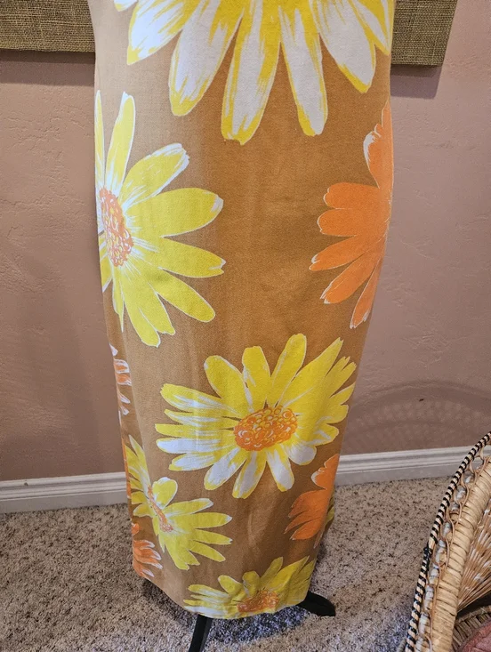 Vintage Handmade Hawaiian Floral Print MCM Wiggle Maxi Dress - Picture 6 of 15